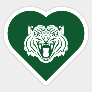 Tiger Mascot Cares Green Sticker